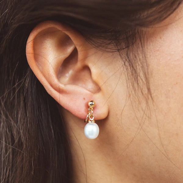 Earrings - Clip On - Cushion Pearl - Drop - Fashion