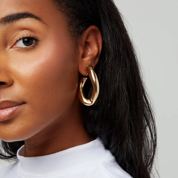 Earrings - Clip On - Gold Hoops - Fashion