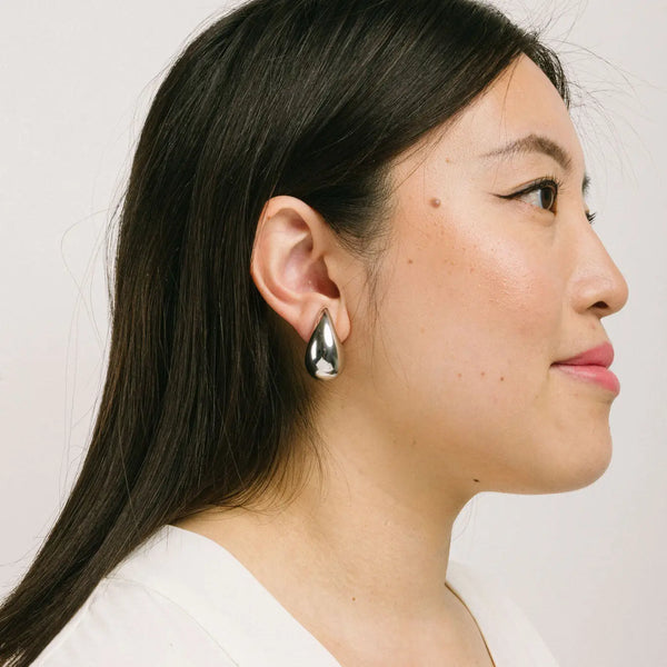 Earrings - Clip On - Silver - Drop - Fashion