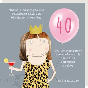Birthday - 40th - Blank Inside - Humour