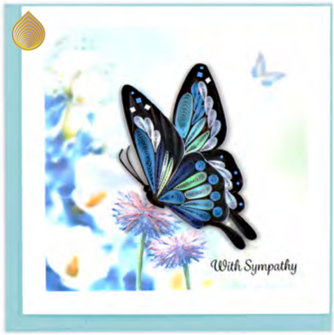 Sympathy - Blank - Quilling Art - Blue Butterfly